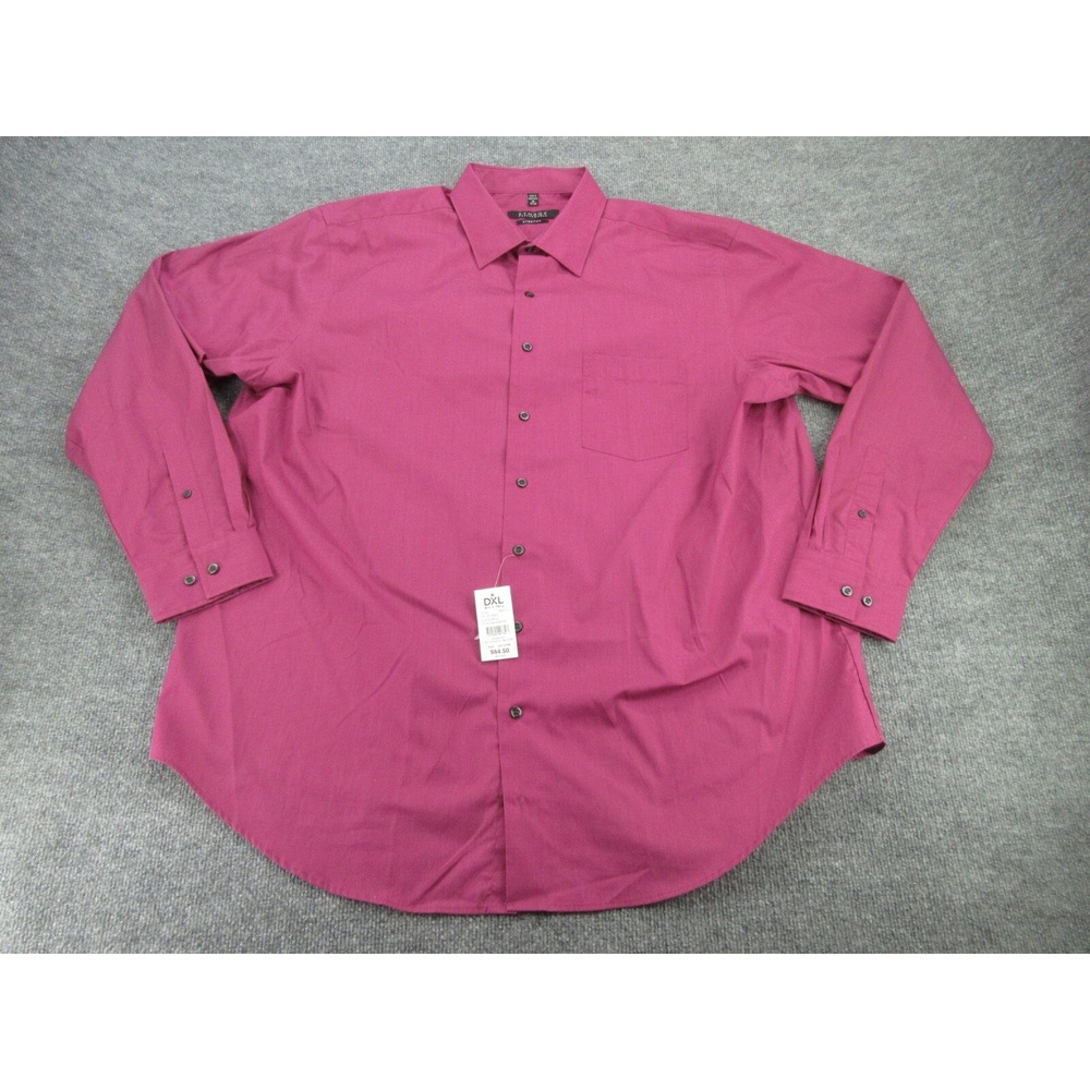 Synrgy Mens Dress Shirt Regular Fit Magenta Performance Stretch 18 37/38